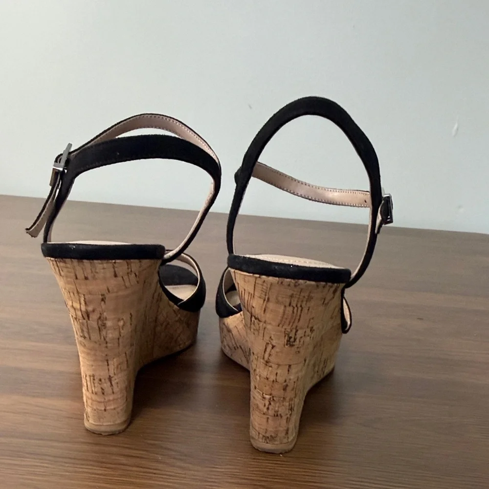 Charles By Charles David Black Cork Wedges Sz 8.5‎